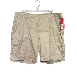 Merona Shorts Women's 16 Khaki Cargo Shorts Fit 4 Mid Waist Curvy‎ Hip Cotton